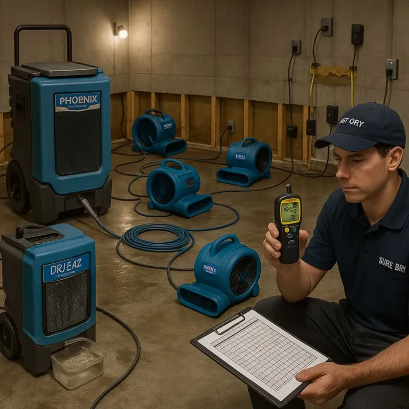Structural Drying and Dehumidification process in Stratford, TX